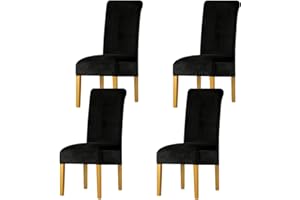 LANSHENG Fundas Cubiertas de Silla XL,Spandex elástico con Banda elástica, Fundas de Terciopelo para Silla de Comedor Grande para Restaurante, Banquete de Fiesta de Hotel (Negro,4 Pack(M))