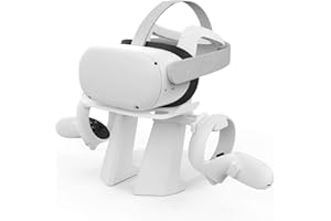M AMVR AMVR Upgraded Version 2nd VR Stand for Quest 2, More Stable Base Headset Display Holder and Controller Mount Station for Quest 1/Rift/Rift S Headset and Touch Controllers (White)