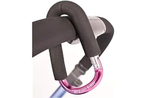My Buggy Buddy Clip, Hook or Carabiner for Pram/ Stroller/ Pushchair, Foam Coating to Prevent Damage, Can Hold Upto 4 kgs, Pink