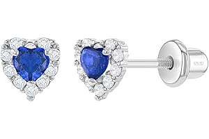IN SEASON JEWELRY 925 Sterling Silver 5mm Multi Cubic Zirconia Diva Heart-Shaped Earrings for Toddlers, Young Girls, and Teens - Brilliant CZ Earrings for Heart-Loving Girls - Adorable and Eye-Catching Jewelry