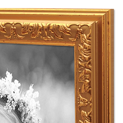 Bilderrahmen Antik Gold Nostalgie 21×30 cm DIN A4 Fotorahmen mit Glasscheibe / Kunststoff-Rahmen - 6