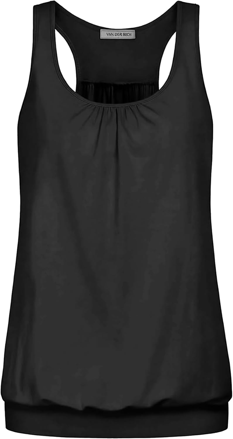Van Der Rich ® - Camiseta de Tirantes Espalda Nadadora Escote Plisado - Mujer