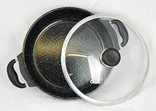 28cm / 12" DIE Casting Aluminium Non Stick KADHAI Wok with Handle and LID KADHAI ** Free U.K Post** Indian Curry Vessel Pot Frying KARAHI, KARAI DEEP Fry PAN Two Layer Non Stick Coating Energy Saving