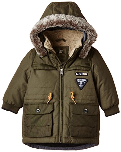 Timberland Baby Boys PARKA A CAPUCHE Plain Hooded Long Sleeve Jacket, Green (army), 12-18 Months (Manufacturer size: 18 mois)