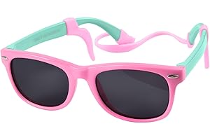 besbomig Klasyczne Dziecięce Okulary Przeciwsłoneczne dla Dzieci z Polaryzacją Ochrona UV 400 Okulary Prostokątne Elastyczna Ramka dla Dziewczynek Chłopców Maluch Wiek 3-12
