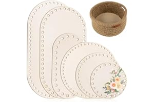 WUISOLQP 6 Stück Korbboden zum Häkeln Holzboden Taschenboden Naturholzkorbboden Set für DIY Korbflechten Basteln 10/15/20/25/30cm Ovaler/Rund