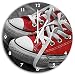 Produktbild Coole rote Chucks Schuhe schwarz/weiß , Wanduhr Durchmesser 30cm mit weißen spitzen Zeigern und Ziffernblatt, Dekoartikel, Designuhr, Aluverbund sehr schön für Wohnzimmer, Kinderzimmer, Arbeitszimmer