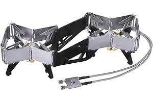 SHANYINGQUAN Estufa de mochilero a prueba de viento de doble cabeza, horno de Camping, interruptor de fuego, estufa de Gas de Control ajustable gratis