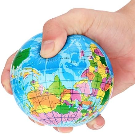 SEWORLD Stress Relief World Map Foam Ball Atlas Globe Palm Planet Earth Ball Kids Toys (76mm, Blue)