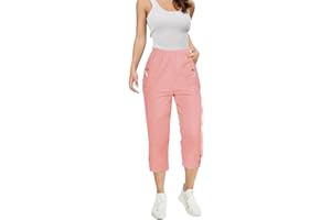 femiss Womens Capri Trouser Ladies Elasticated Pull On Cropped 3/4 Trouser Soft Summer Three Quarter Shorts Plus Size Pants