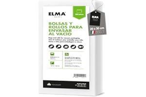 ELMA Bolsas Vacío Alimentos, Bolsas Envasar al Vacío Alimentos | Sistema Gofrado, Diseño Multicapa, Sin BPA, Fabricación Italiana | 20 x 30 cm, 100 Unidades