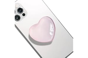 TOEECY Poignée Grip Extensibles Base Téléphone Portable Poignée Support Coeur en Verre Magnétique Compatible pour Smartphone (Rose)