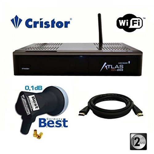 Pack Cristor Atlas HD 200S + LNB Single Best Germany Hg101 0,1dB FULL HD ganancia 70dB.