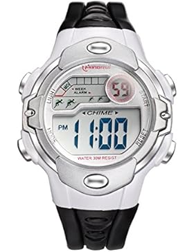 Kind] Digitaluhren,Mädchen Junge Wasserdicht Multifunktion Sportuhr Rubber Pin buckle armband-H