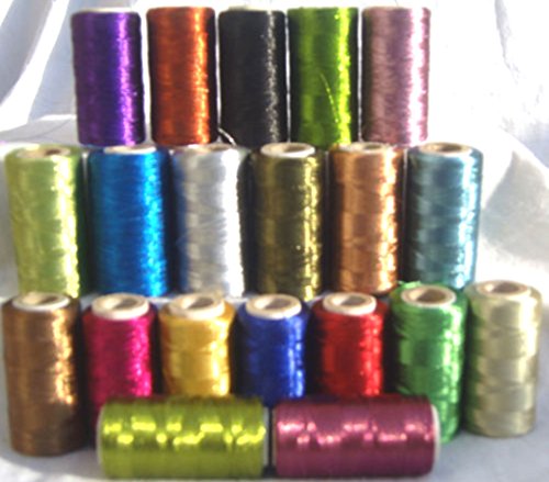 20 Metallic Stickerei Maschine Gewinde Spulen, 20 verschiedene Farbe je 400 Yards, hochwertige Qualität