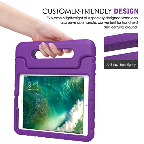 MoKo Hülle für Neu iPad 9.7 Zoll 2017 – Superleicht EVA Stoßfest Kinderfreundlich Kinder Schutzhülle mit umwandelbarer Handgriff Handle und Standfunktion für Apple New iPad 2017 9.7 Zoll / iPad Air / iPad Air 2 Tablet, Violett - 7
