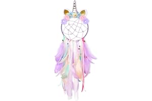 Beinou Einhorn Traumfänger Bunte Handgemachte Federn Blumen Traumfänger DIY Dream Catcher für Mädchen Kinder Kindergarten Schlafzimmer Wandbehang Dekoration Segen Geschenk