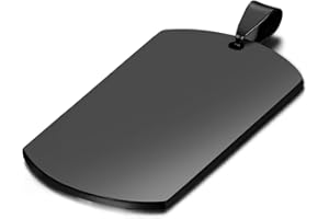 JewelryWe Bijoux Pendentif Collier Gravure Offerte Plaque Militaire Dog Tag Acier Inoxydable Fantaisie pour Homme Couleur Noir avec Sac Cadeau