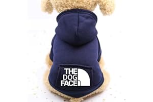 GOWFEW The Dog Face Felpa con cappuccio per cani, cappottino invernale all-in-one in morbido pile, con stampa "The Dog Face" (blu, taglia XXL)