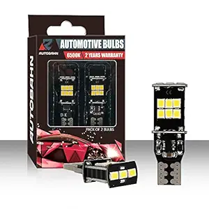 AUTOBAHN Retrofit T15/W16W 1600LM Reverse Light 15 SMD 2835 6500K White LED Bulb (12V, 3.2W) - 2 Bulbs