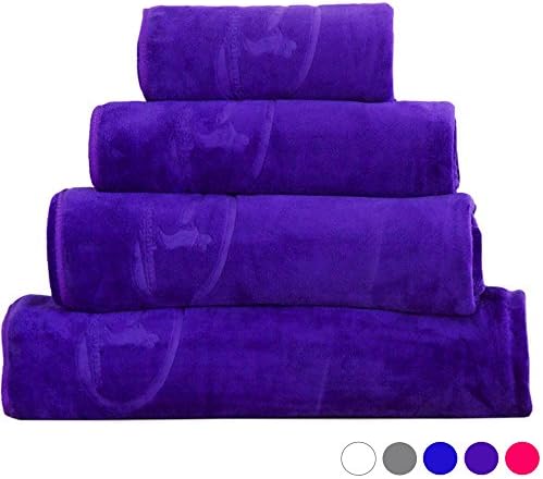 Microfibre Towel - Luxury Towels for Swimming, Bath, Beach, Sports, Gym, Travel, Home - Suitable for Adults and Kids - 4 sizes: Hair, Childs, Bath and Oversized Towels (Purple, Standard Adult Baths Towel)