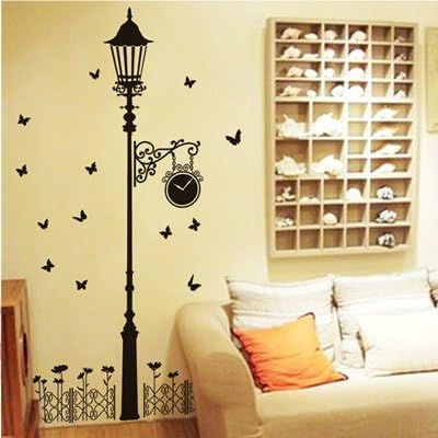GOUZI Creative Continental Road Lamp Decor dorm bed personalized self adhesive, wall lights, the King Removable wall sticker For Bedroom Living Room Background Wall Bathroom Study Barber Shop
