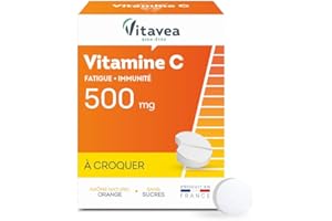 VITAVEA BIEN-ETRE Vitavea - Vitamine C 500mg - Tonus et Energie - Complément Alimentaire Fatigue et Système immunitaire - 28 comprimés - comprimés à croquer - Saveur Orange - Sans sucres ajoutés - Fabriqué en France