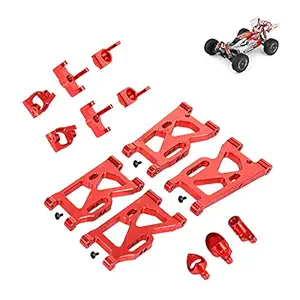 Anself for WLtoys XKS 144001 RC Racing Car Front Rear Aluminum Alloy Suspension Arms Steering Hub Kit Front Rear Wheel Seat Caster Blocks