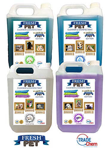 4 confezioni da 5L di disinfettante e deodorante per canili/gattili per animali domestici, profumi misti, utilizzato da canili e centri di salvataggio in tutto il Regno Unito