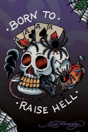 Pyramid America Ed Hardy Born To Raise Hell Tattoo Art Cool Wall Decor Art Print Poster 60x90