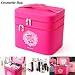 Produktbild Tragbare Kosmetiktasche aus PU-Leder mit Doppel-Fächern, multifunktional, für die Reise, (1 Stück) rosa peach pink