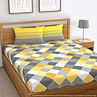 Loreto - A Quality Linen Brand 144 TC 100% Cotton Double Bedsheet with 2 Pillow Covers, Multi Colour