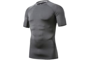 LAFROI Men's Short Sleeve UPF 50+ Baselayer Performance Compression Shirt Rash Guard-CLY08