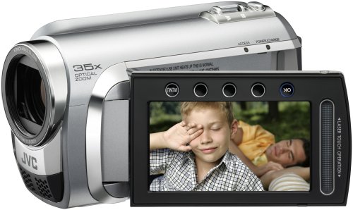 JVC GZ-MG630S Hybrid Camcorder With microSD Slot & 60GB Hard Disc Drive With Konica Minolta Lens & 35x Optical Zoom - Silver