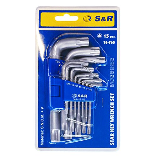 S&R TORX Winkelschlüsselsatz, 15-tlg., Extra Belastbar TX6-TX60 in praktischem Klapphalter. - 5