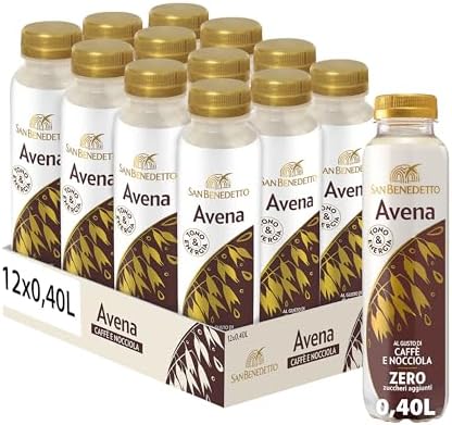 San Benedetto Avena al Gusto di Caffè e Nocciola. Bevanda vegetale gustosa e nutriente, Zero Zuccheri aggiunti, fonte di vitamine, 12x400 ml PET.