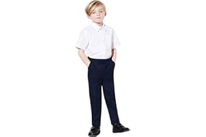 INSAFIANS Boys Pull UP School Trousers Half Elasticated Slim Fit Trouser Age 1 to Age 16