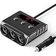 Kfz Verteiler für Zigarettenanzünder, SONRU 120W 12V / 24V Auto Ladegerät USB Adapter mit Getrennte Schalter LED Stromspannun