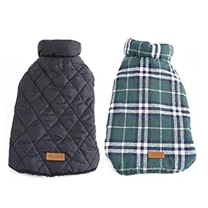 Generic Dog's Waterproof Reversible Plaid Jacket Coat Winter Warm Clothes-2XL (Green)