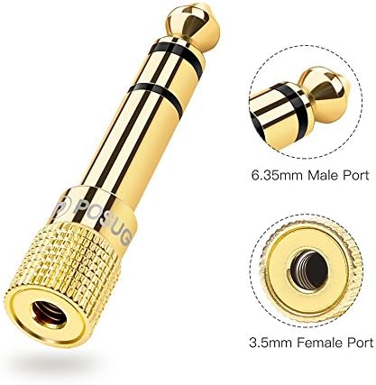 Headphone Adapter jack 3.5mm (1/8 inch) Socket to 6.35mm (1/4 inch) Jack Plug Audio converter Headphone Adapter GOLD PLATED
