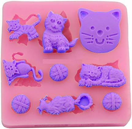 Silicone Mold With Cuttings And Cuttings. For Sugar Paste, Fudge, Etc To Use Diy Diet Food. Ball of Cat