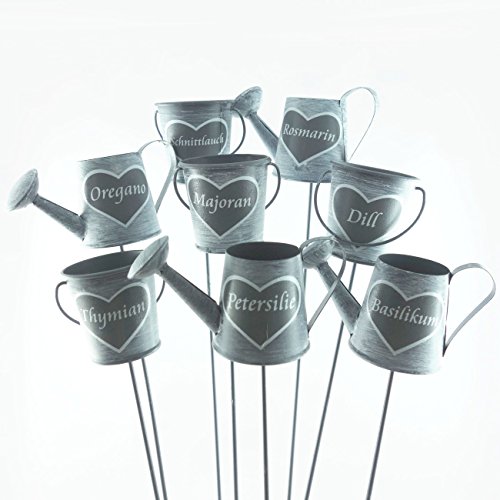 Metall Kräuterschilder mit 8 verschiedenen Gewürznamen. 8 Stück - 4