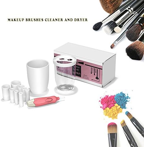 Makeup Brushes Cleaner and Dryer Machine,Mocent Portable Electronic Automatic Brushes Cleaner,Completely Clean in Seconds and Dry in 360 Rotation with 8 Rubber Holders.