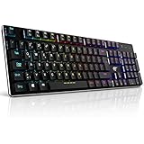 HAVIT Mechanische Tastatur Gaming Tastatur mit RGB Hintergrundbeleuchtung (QWERTZ, DE-Layout), extrem dünn und leicht, Kailh Low Profil-Tastatur (Blue Switches), Anti-Ghosting 105 Tasten