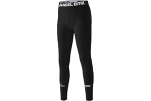 ANGEL CITIZ Boys' Compression Base Layer Youth Sports Quick Dry Pants Workout Running Leggings Thermal Tights