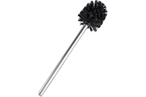 WENKO Brosse de Rechange avec Manche en Acier INOX Mat Noir - pour Les Ensembles WC, Acier Inoxydable, 8 x 35 x 8 cm, Mat