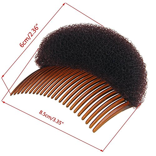 2Pcs Schwamm Bump It Up Volumen Haar Base Anreden Einsatz Haar Styling Werkzeug Haar Accessoires mit Kämm,1Black + 1Braun - 3