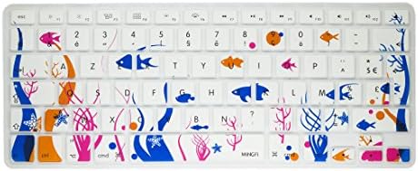 MiNGFi French Keyboard Cover AZERTY for MacBook Pro 13" 15" 17" Aluminum Unibody and MacBook Air 13" European/ISO Keyboard Layout Silicone Skin - Ocean Summer