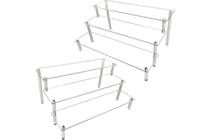 AZEAM Acrylic Riser Display Shelf Stand for Amiibo Funko Pops Figures, Table Top Clear Acrylic Organiser for Nail Polish Spice Cosmetics Crafts Jewellery Stand Cupcake Buffets Dessert Model