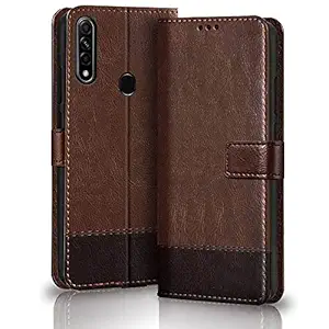 TheGiftKart Dual-Color Leather Finish Oppo A31 Flip Back Cover Case | Inbuilt Stand & Pockets | Wallet Style Flip Cover Case for Oppo A31 (Brown & Coffee)